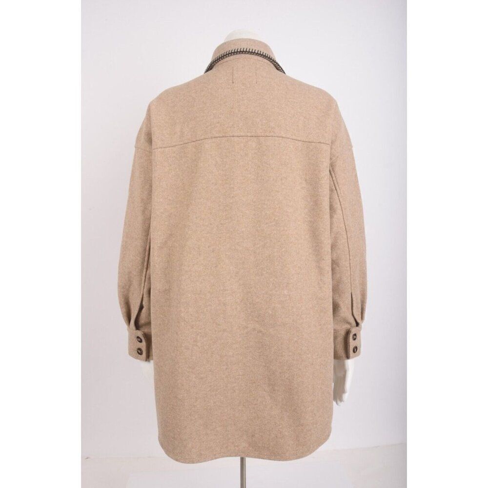 Zara Womans Soft Overshirt Shirt Jacket Tan Contrast Stitch XS 8741/270 NWOT - Picture 4 of 6